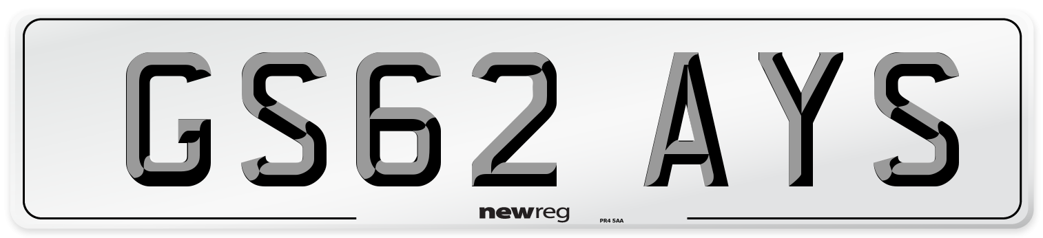 GS62 AYS Number Plate from New Reg